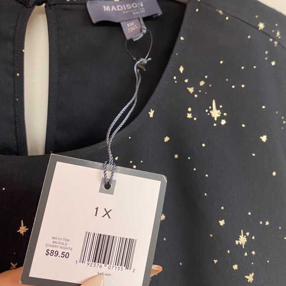 Madison Blk/Gold Starry Night Top - Picture 5 of 7